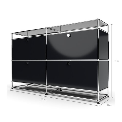 Sideboard 2x2 mit 4 Klapptüren, mit Glasablage