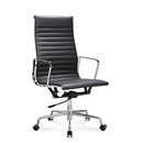 Hoher Bürostuhl mit geripptem schwarzem Leder von moDecor